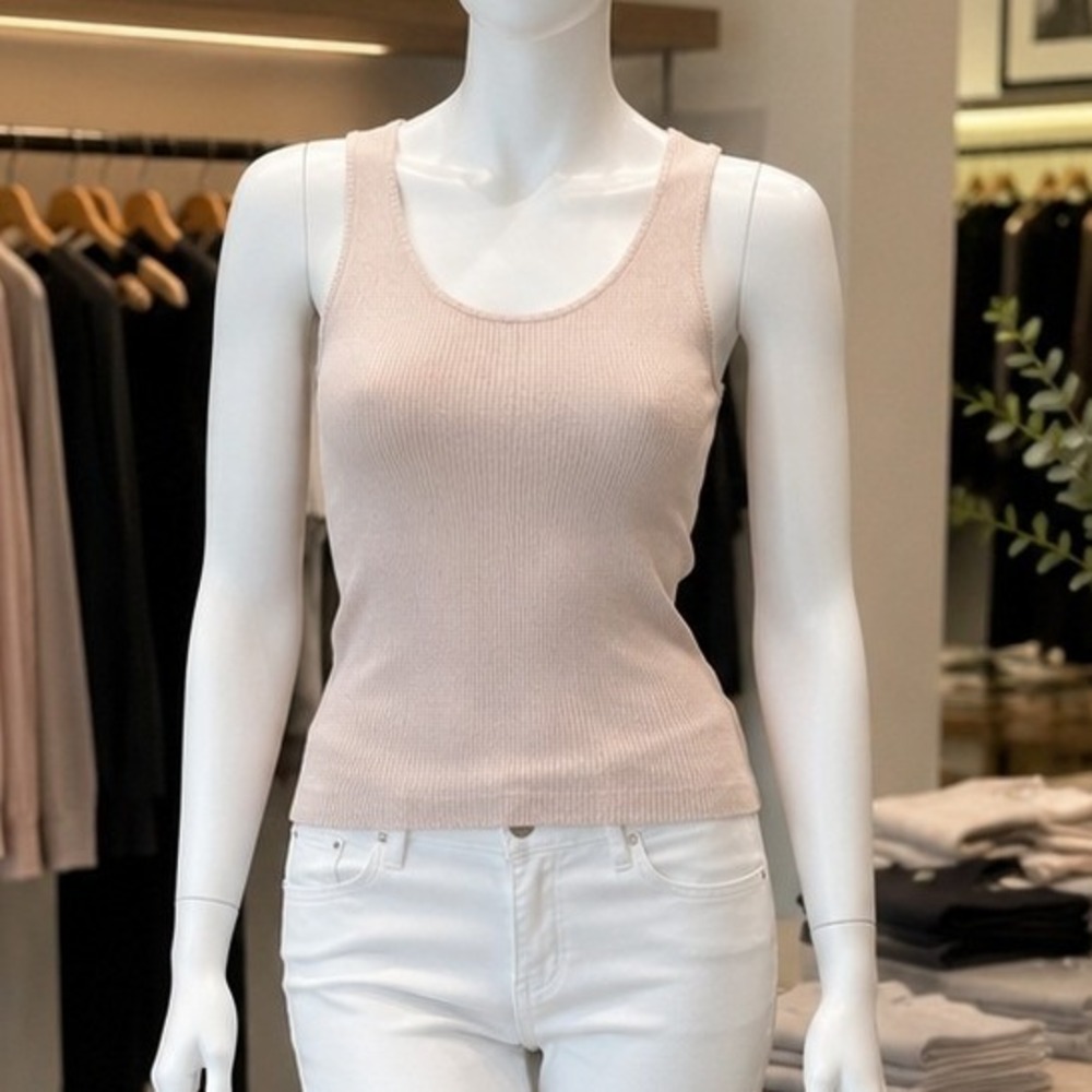 Naked Cashmere Womens Tank Top Pale Pink Ribbed Knit Sleeveless Large